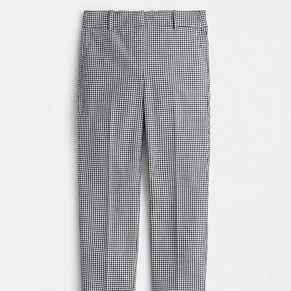 J. Crew Cameron Trousers - Size 6 - Black/White Gingham Checkered Pattern - Picture 1 of 6